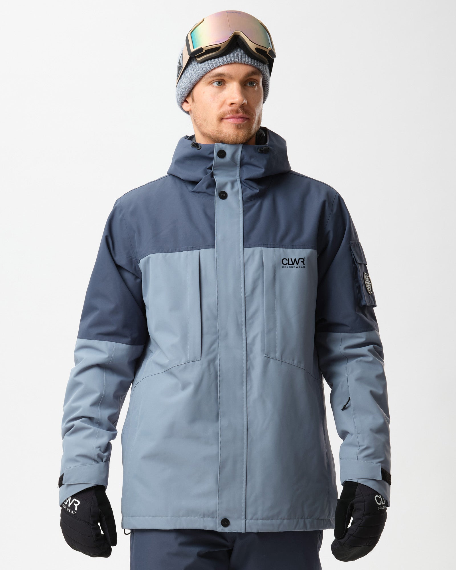 Men's Eagle Jacket – Grey Blue Lightly Padded Snowboard Ski