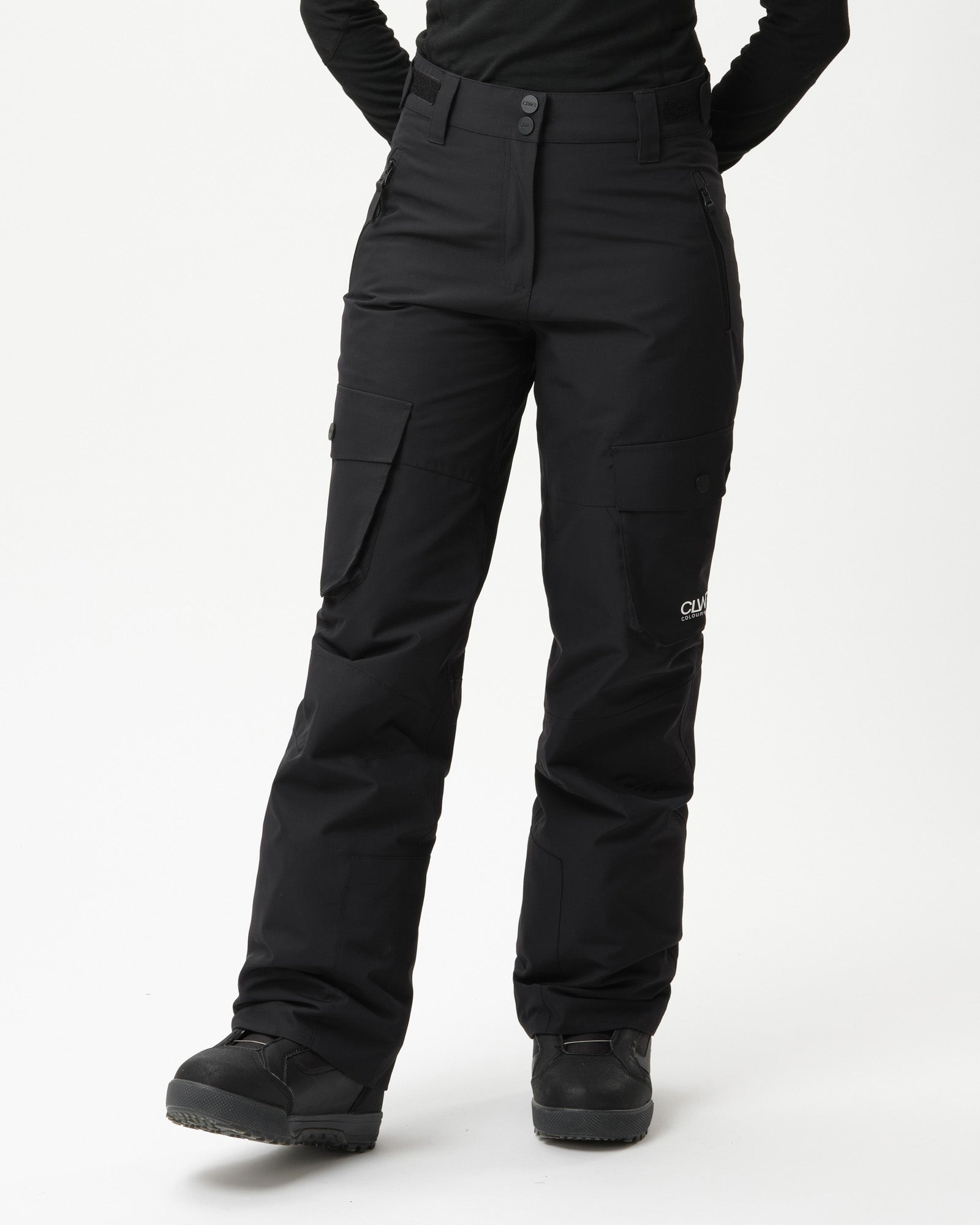 Women's Cargo Snow Pants – Black Insulated Ski Snow Fit Pants