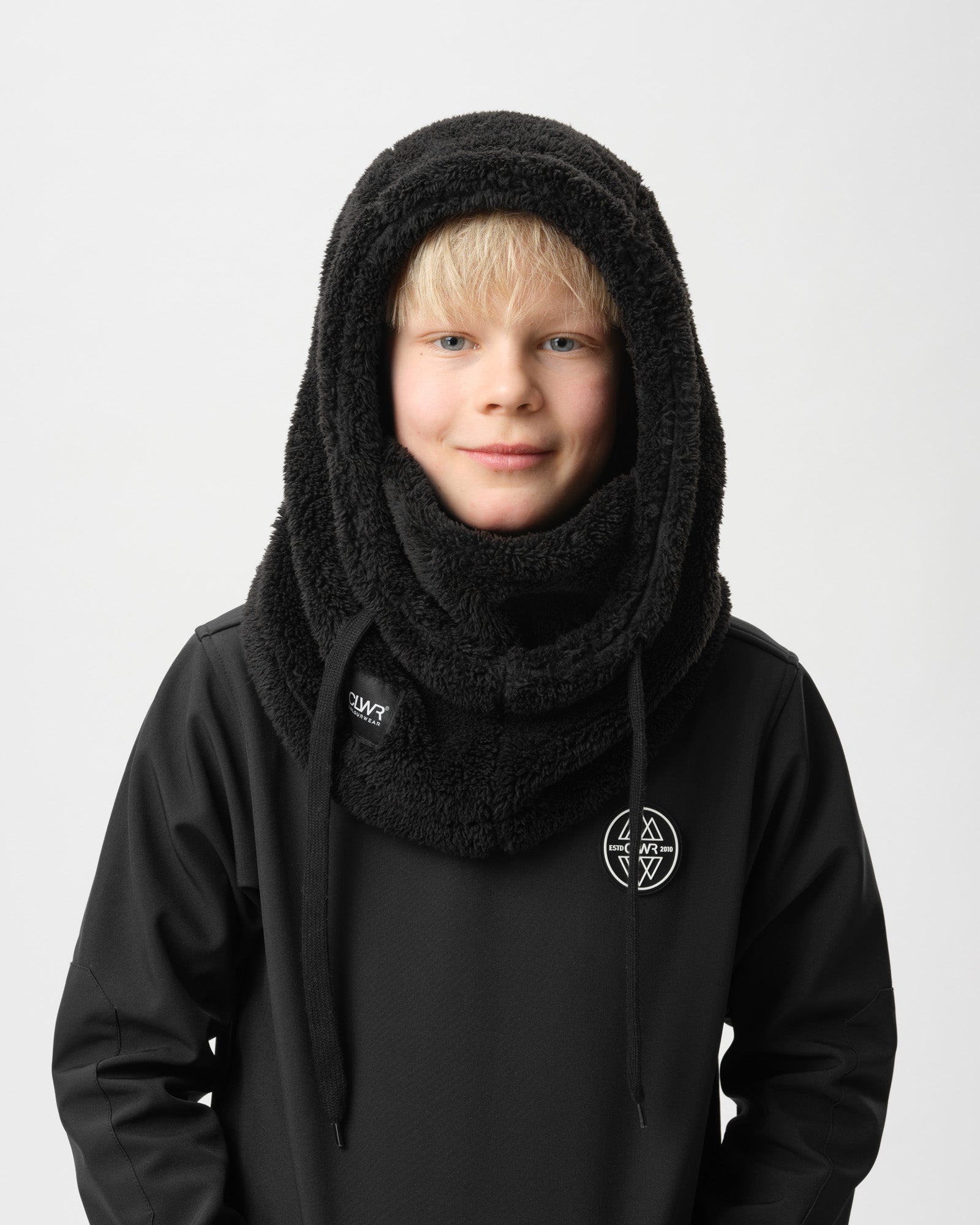 So Fluffy Hood Junior – Black Cozy Fleece Hoodie for Kids
