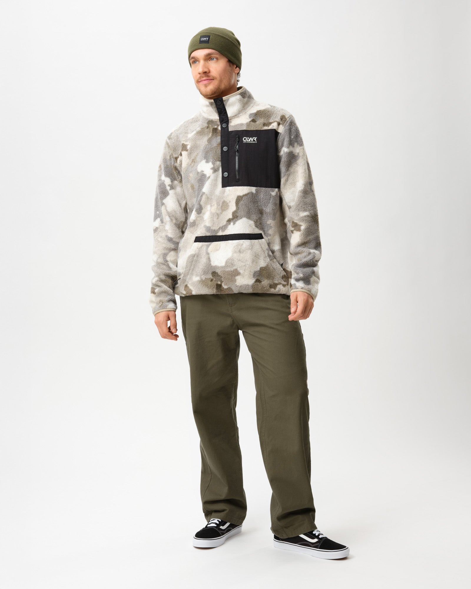 Men's Snap Fleece Pile – Water Camo | Midlayer Fleece for Snow