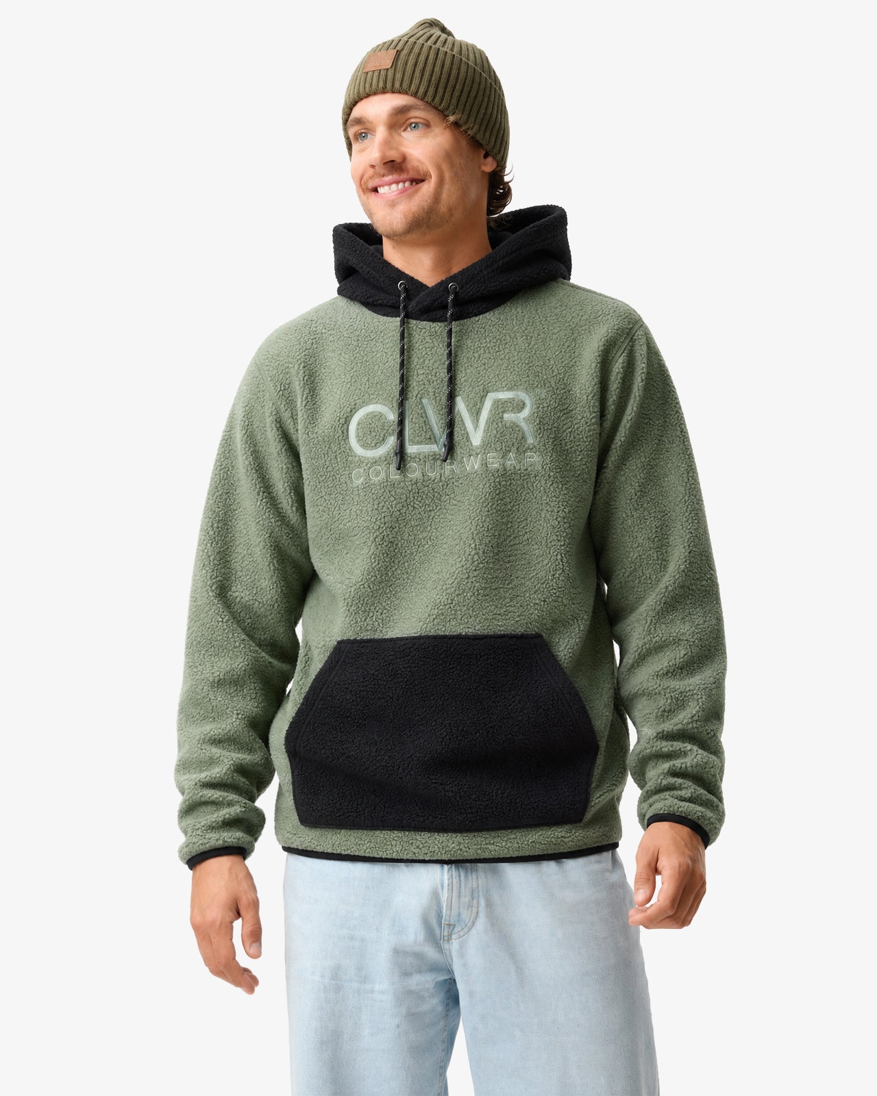 Teddy Fleece Hood - Dk Sage